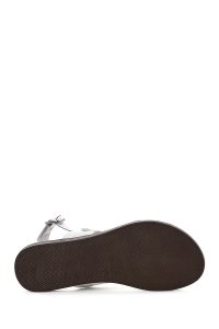 صندل زنانه سفید انگشتی چرم بودروم دری مد