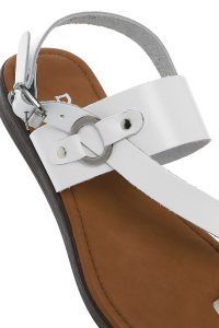 صندل زنانه سفید انگشتی چرم بودروم دری مد