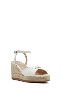 صندل زنانه سفید بنددار پاشنه لژ کنفی دری مد