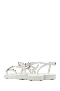 صندل زنانه سفید نگین‌دار دری مد