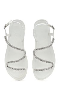 صندل زنانه سفید نگین‌دار دری مد