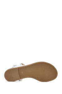 صندل زنانه سفید چرم ورنی انگشتی دری مد