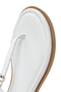 صندل زنانه سفید چرم ورنی انگشتی دری مد