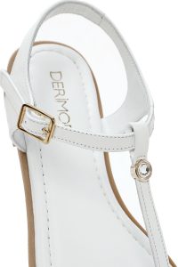 صندل زنانه سفید چرم ورنی انگشتی دری مد