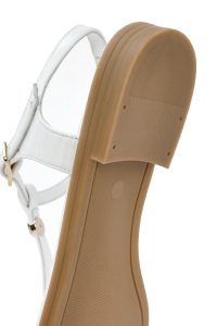 صندل زنانه سفید چرم ورنی انگشتی دری مد