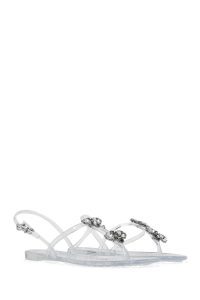 صندل زنانه شفاف ژله‌ای پشت‌باز نگین‌دار دری مد