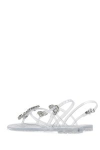 صندل زنانه شفاف ژله‌ای پشت‌باز نگین‌دار دری مد