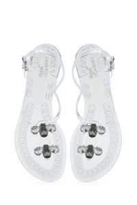 صندل زنانه شفاف ژله‌ای پشت‌باز نگین‌دار دری مد