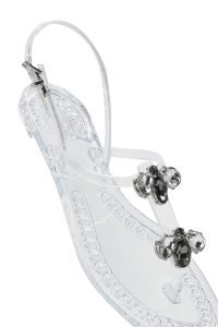 صندل زنانه شفاف ژله‌ای پشت‌باز نگین‌دار دری مد