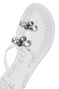 صندل زنانه شفاف ژله‌ای پشت‌باز نگین‌دار دری مد