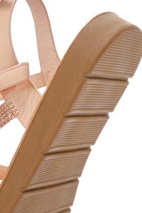 صندل زنانه صورتی بندی پشت‌باز نگین‌دار دری مد