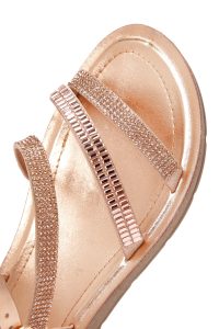 صندل زنانه صورتی بندی پشت‌باز نگین‌دار دری مد