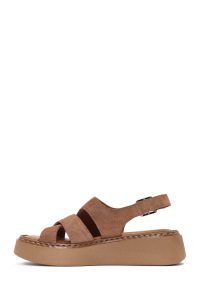 صندل زنانه صورتی جیر بنددار تخت ضخیم راحتی دری مد