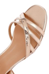 صندل زنانه صورتی مچی سگک‌دار پاشنه‌بلند ضخیم دری مد