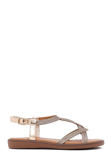 صندل زنانه صورتی نگین‌دار دری مد