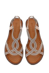 صندل زنانه صورتی نگین‌دار دری مد