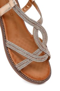 صندل زنانه صورتی نگین‌دار دری مد