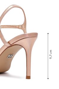 صندل زنانه صورتی نگین‌دار پاشنه‌نازک بنددار دری مد