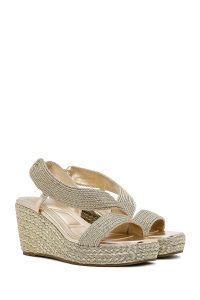 صندل زنانه طلایی بافت‌دار لژدار اسپادریل دری مد