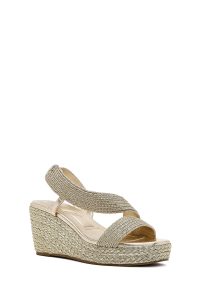 صندل زنانه طلایی بافت‌دار لژدار اسپادریل دری مد