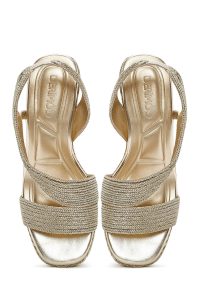 صندل زنانه طلایی بافت‌دار لژدار اسپادریل دری مد