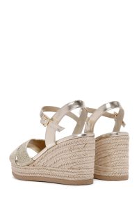 صندل زنانه طلایی بندی لژدار متالیک اسپادریل دری مد