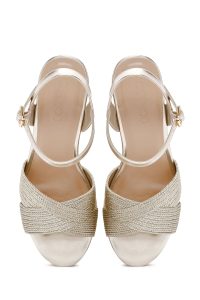 صندل زنانه طلایی بندی لژدار متالیک اسپادریل دری مد