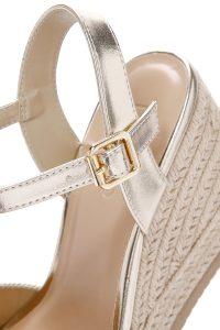 صندل زنانه طلایی بندی لژدار متالیک اسپادریل دری مد