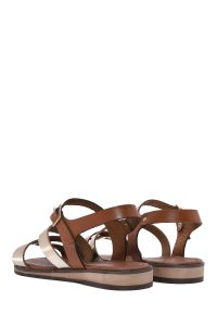 صندل زنانه طلایی سگک‌دار چرم متالیک مدل بدروم دری مد