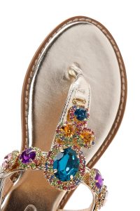 صندل زنانه طلایی نگین‌دار انگشتی دری مد