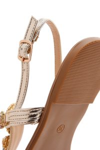 صندل زنانه طلایی نگین‌دار انگشتی دری مد