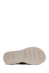 صندل زنانه طوسی جیر بنددار تخت ضخیم راحتی دری مد