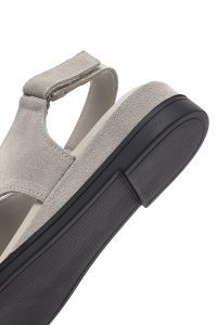 صندل زنانه طوسی چرم و جیر تخت بندی دری مد