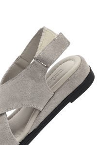 صندل زنانه طوسی چرم و جیر تخت بندی دری مد