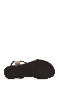 صندل زنانه عسلی انگشتی چرمی بودروم دری مد