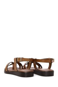 صندل زنانه عسلی انگشتی چرمی بودروم دری مد