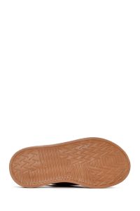 صندل زنانه عسلی بندی چرمی راحتی دری مد