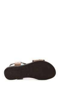 صندل زنانه عسلی چرمی بودروم دری مد