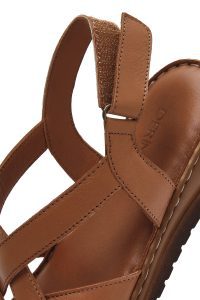 صندل زنانه عسلی چرمی راحتی دری مد