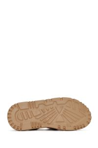 صندل زنانه عسلی چرمی راحتی دری مد