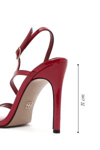 صندل زنانه قرمز بنددار پاشنه بلند نازک ورنی دری مد