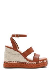 صندل زنانه قهوه‌ای بنددار پاشنه لژ کنفی دری مد