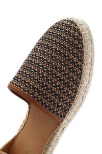 صندل زنانه قهوه‌ای بنددار کنفی چرم دری مد