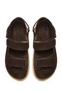 صندل زنانه قهوه‌ای جیر دوبند دری مد