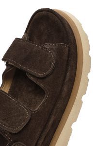 صندل زنانه قهوه‌ای جیر دوبند دری مد