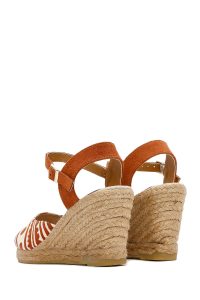 صندل زنانه قهوه‌ای روشن طرح‌دار لژدار اسپادریل دری مد