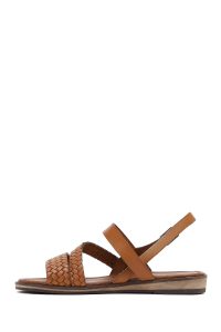 صندل زنانه قهوه‌ای روشن چرم بودروم دری مد