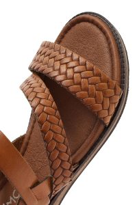 صندل زنانه قهوه‌ای روشن چرم بودروم دری مد