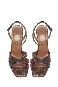 صندل زنانه مسی مچی بنددار پاشنه‌بلند نازک طرح‌دار دری مد