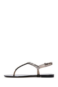 صندل زنانه مشکی انگشتی نگین‌دار ژله‌ای دری مد